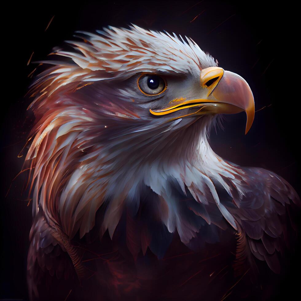 eagle portrait on black background. 3d rendering. Computer digital drawing., Image photo