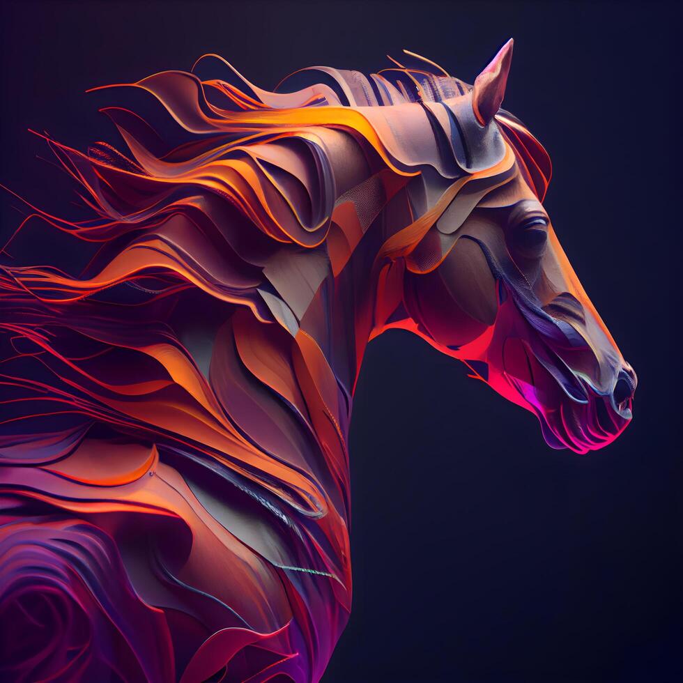 Horse head in abstract style. 3d rendering, 3d illustration., Image photo