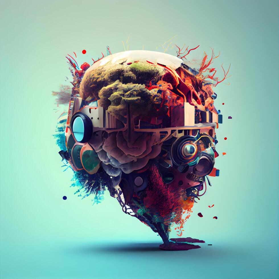 3D rendering of an artificial intelligence brain. 3D illustration., Image photo