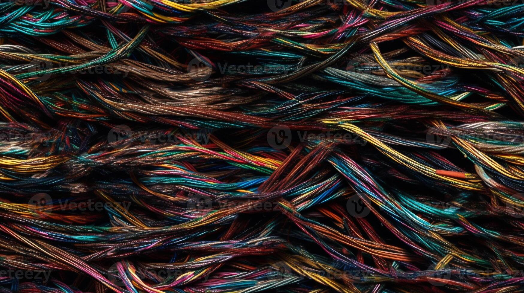 Truly Seamless Tile of Colorful Computer Cables and Wires Abstract Background - . With the option to seamlessly tile on all sides to your desired size. photo