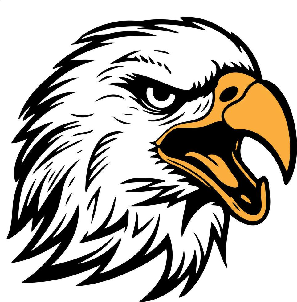 eagle bird head black white and yellow vector