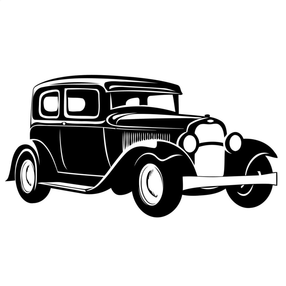 classic vintage car in black white vector