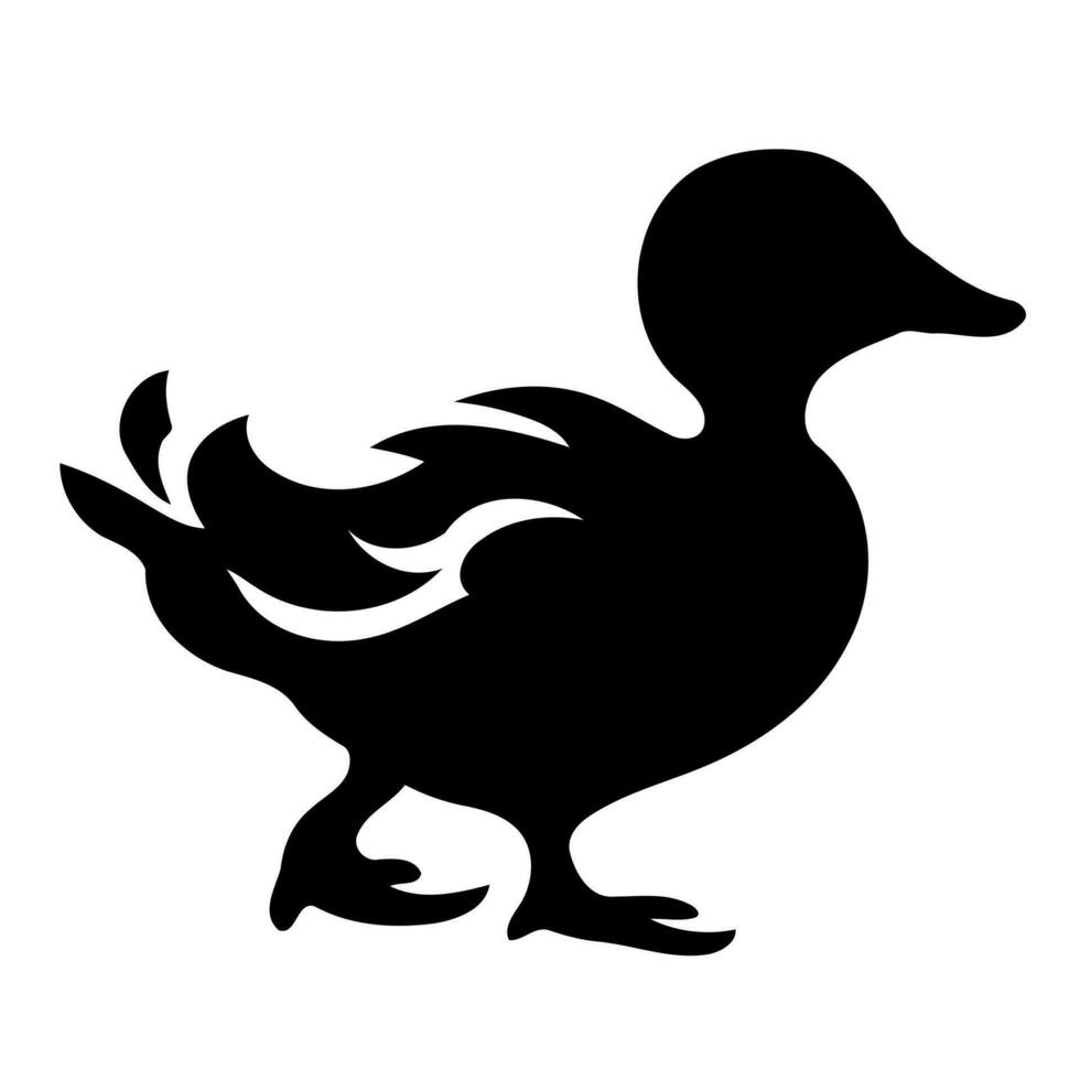 animal bird duck black and white silhouette vector