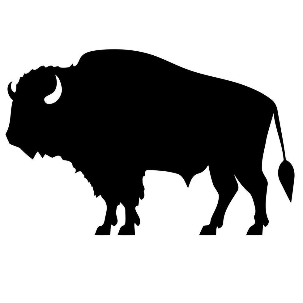 black silhouette of bison animal vector