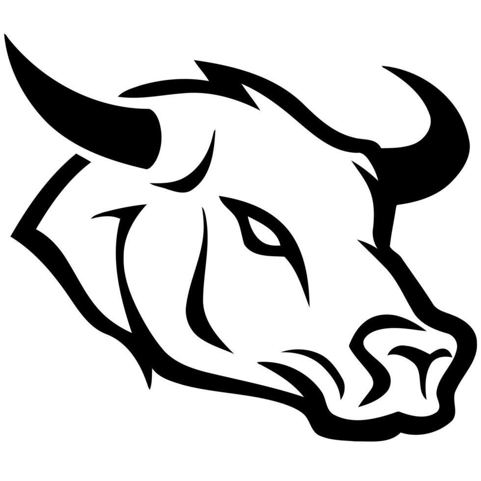 negro y blanco vaca cabeza logo vector