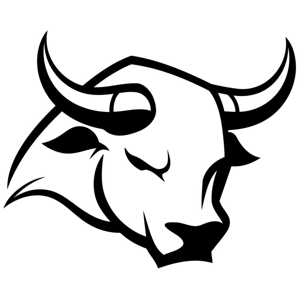 negro y blanco vaca cabeza logo vector