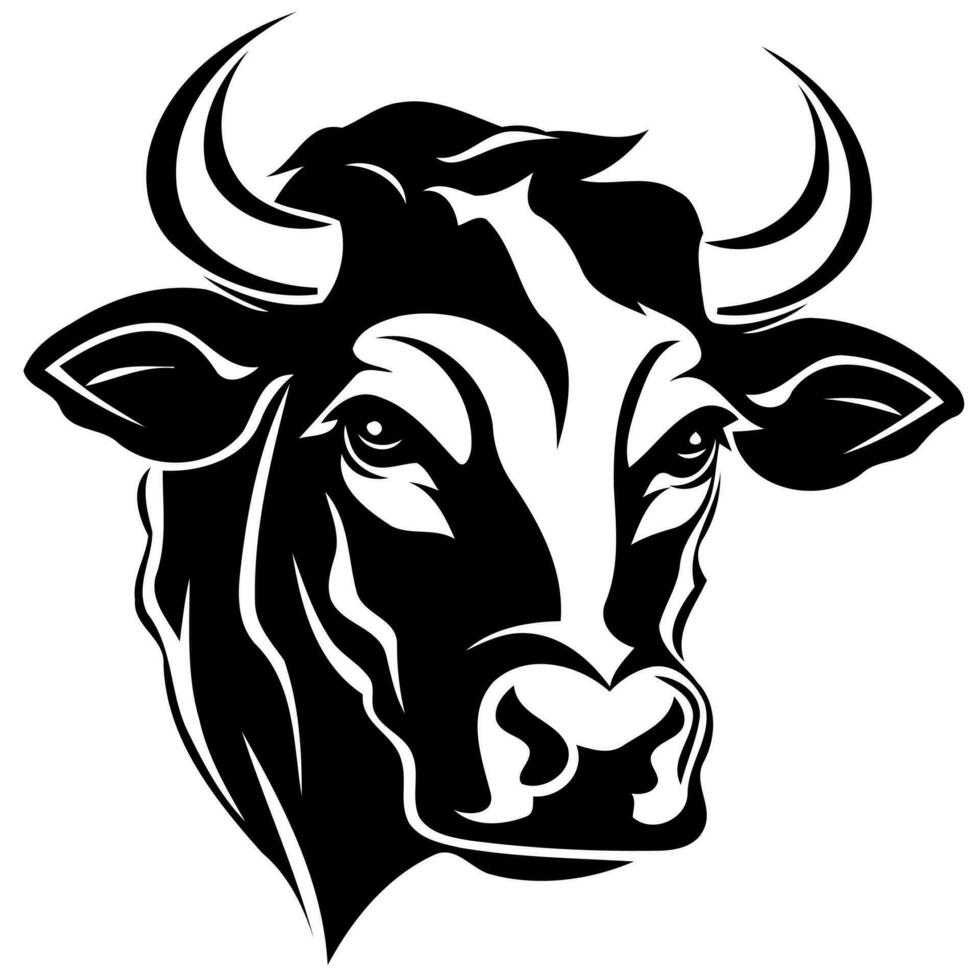 black and white cow head logo vector