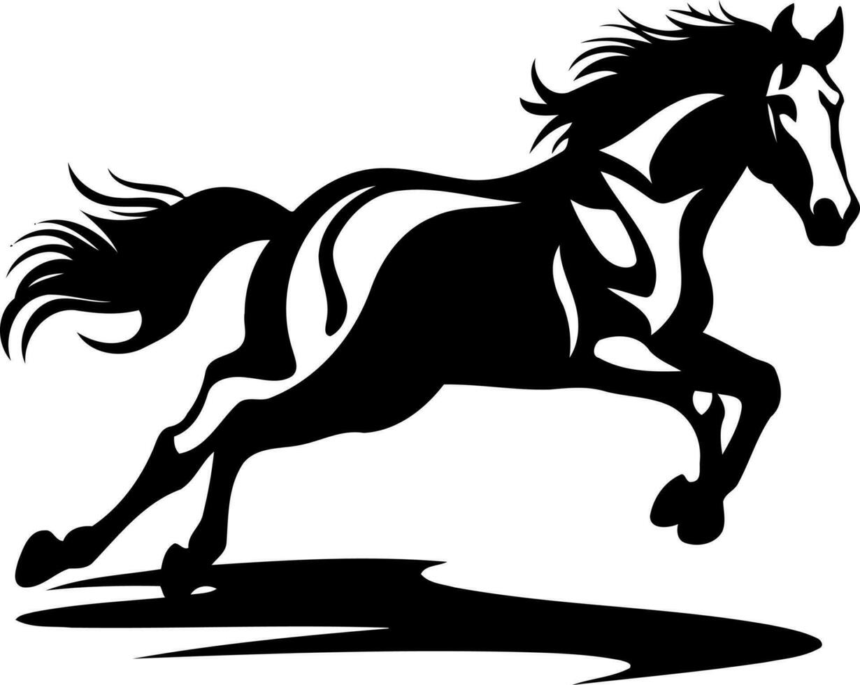 animal horse running black and white silhouette vector