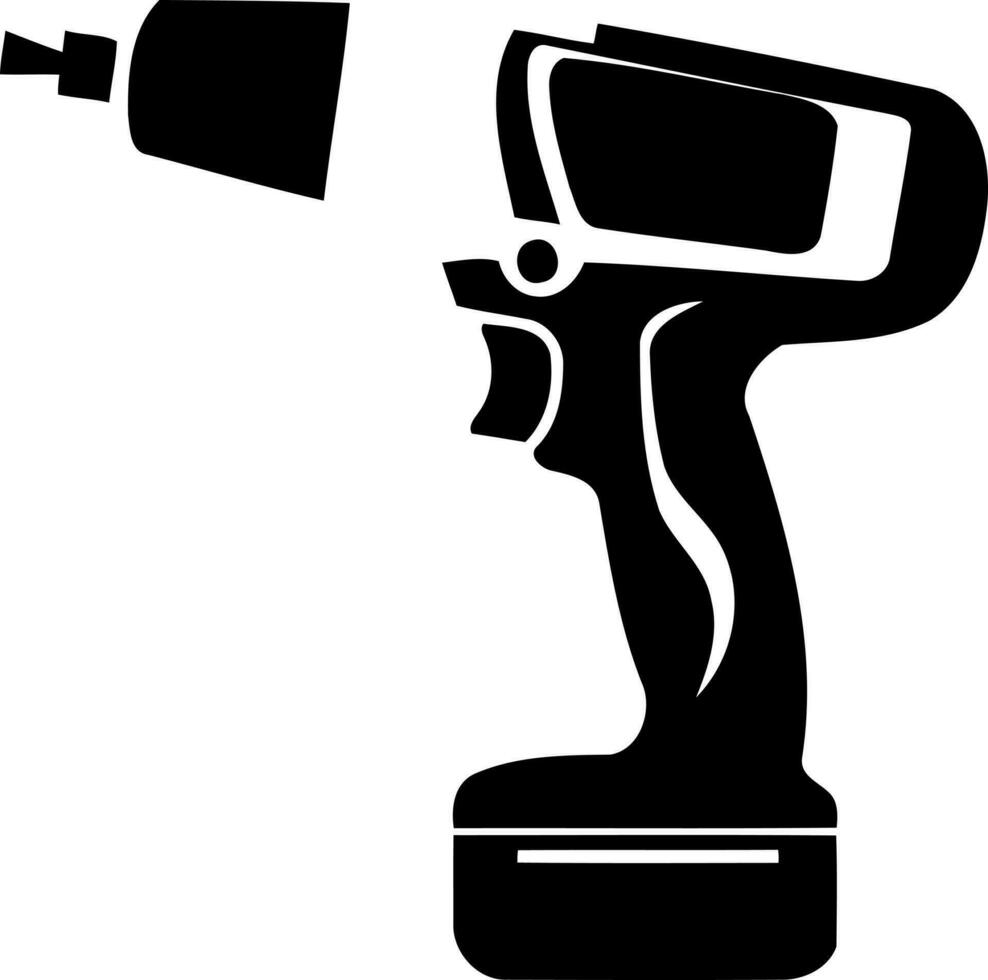 power tool drill screwdriver silhouette black and white vector