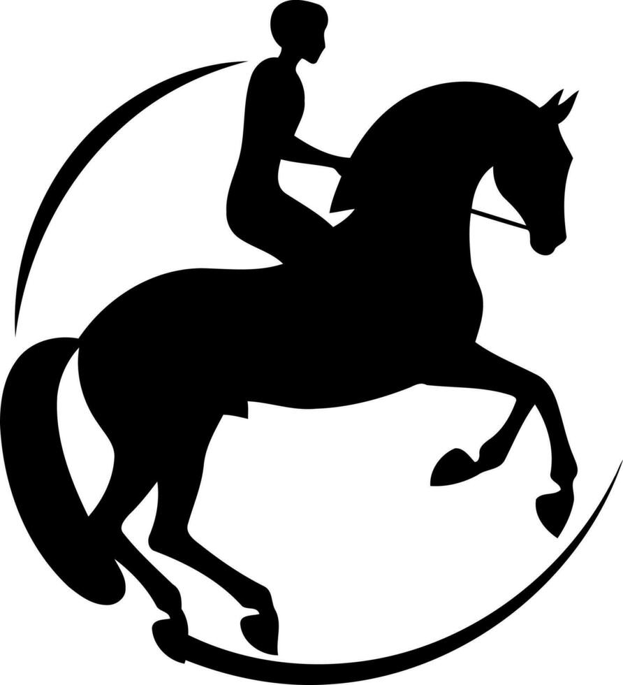 cowboy man riding a horse at a rodeo horse riding black and white silhouette vector