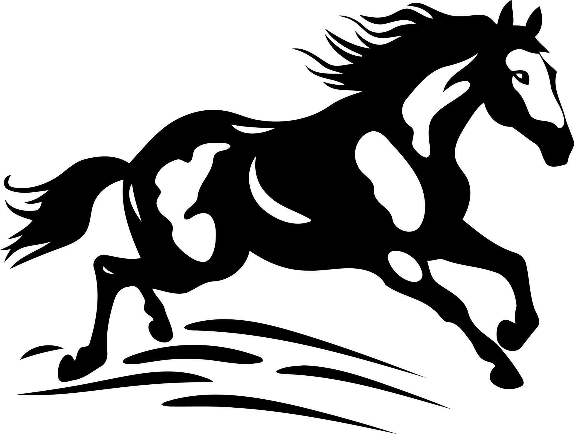 animal horse running black and white silhouette 23632583 Vector Art at ...