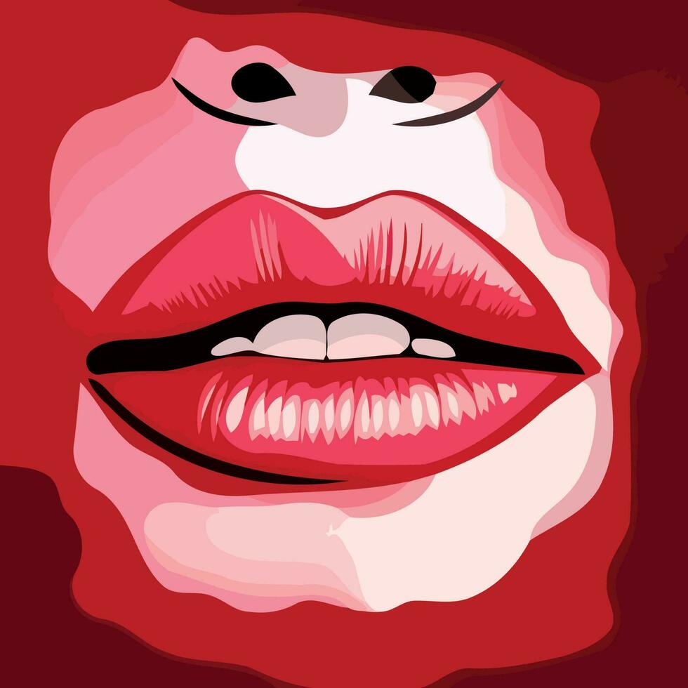 female lips with red lipstick vector