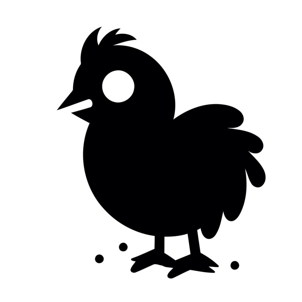 animal pájaro pollo silueta negro y blanco vector