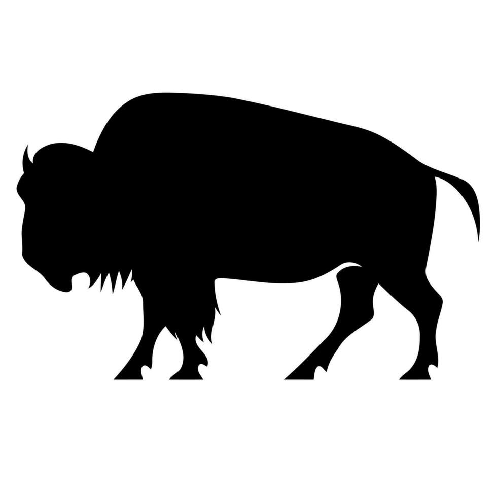 black silhouette of bison animal vector