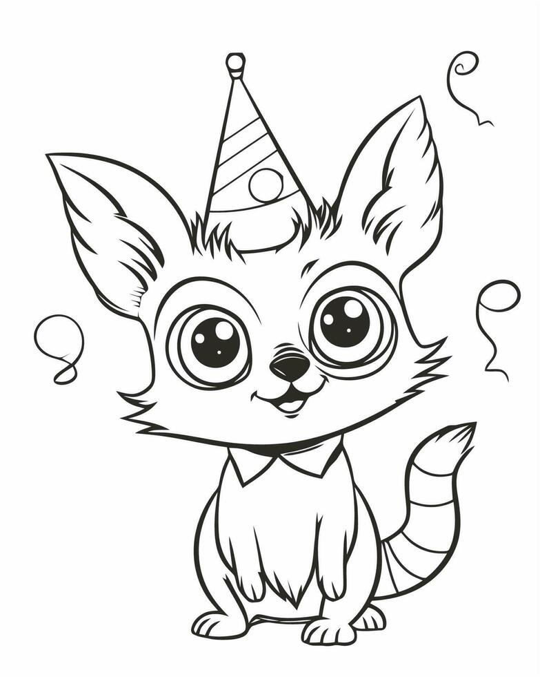 cartoon party animal coloring page 23632828 Vector Art at Vecteezy