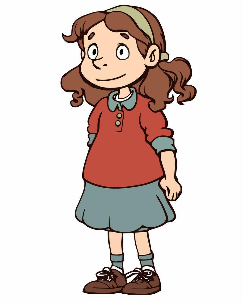 Cute cartoon girl smiling vector