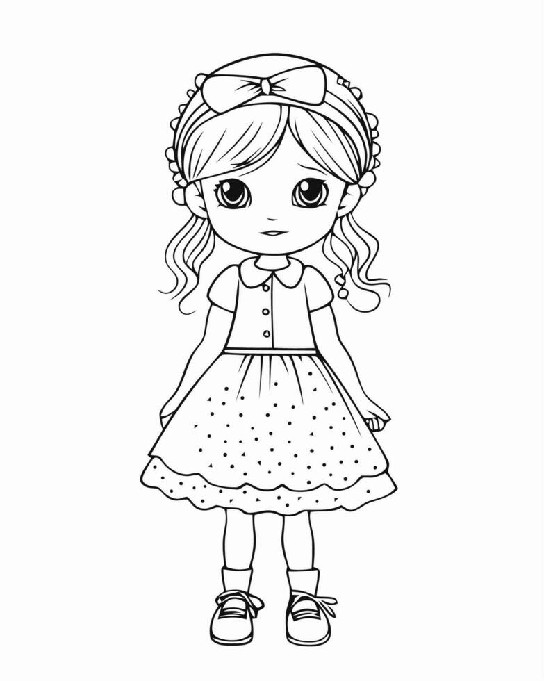 cute girl in a dress vector