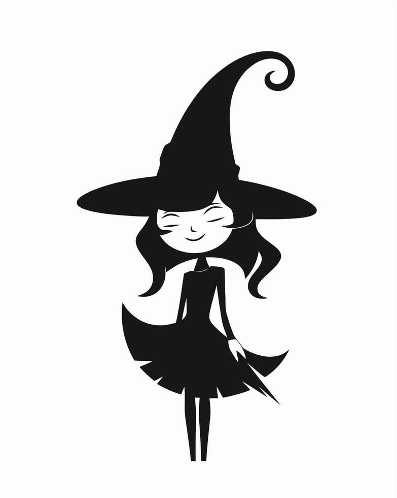 black and white witch vector