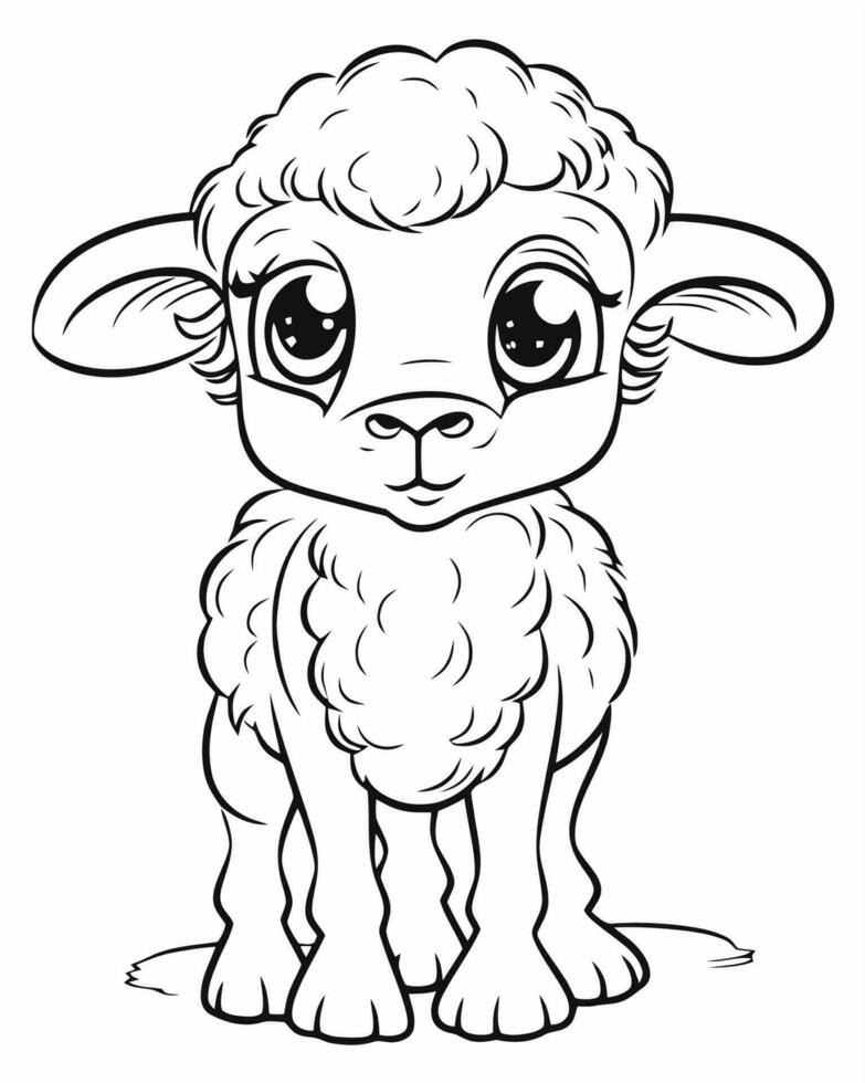 Adorable sheep coloring page vector