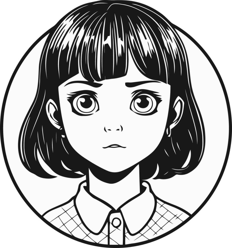 Anime girl face logo vector
