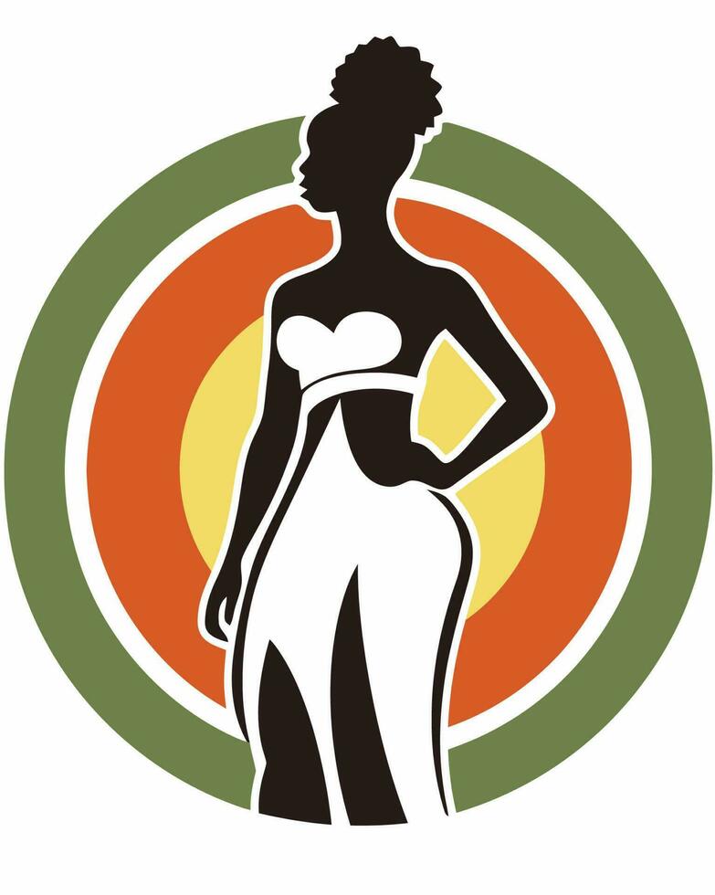 africano niña cortar fuera logo vector