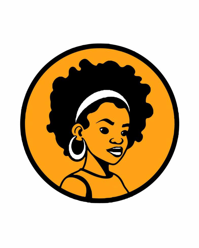 niña con un afro logo vector