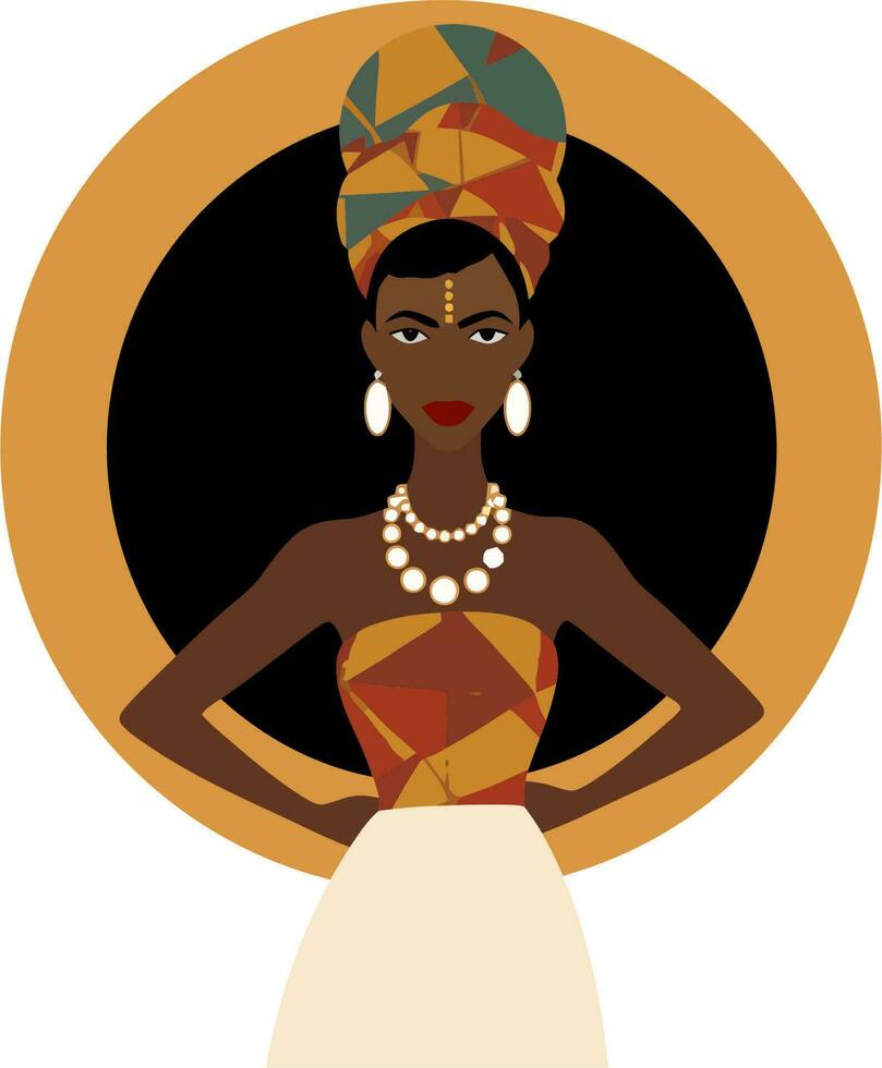 african girl posing with backdrop vector