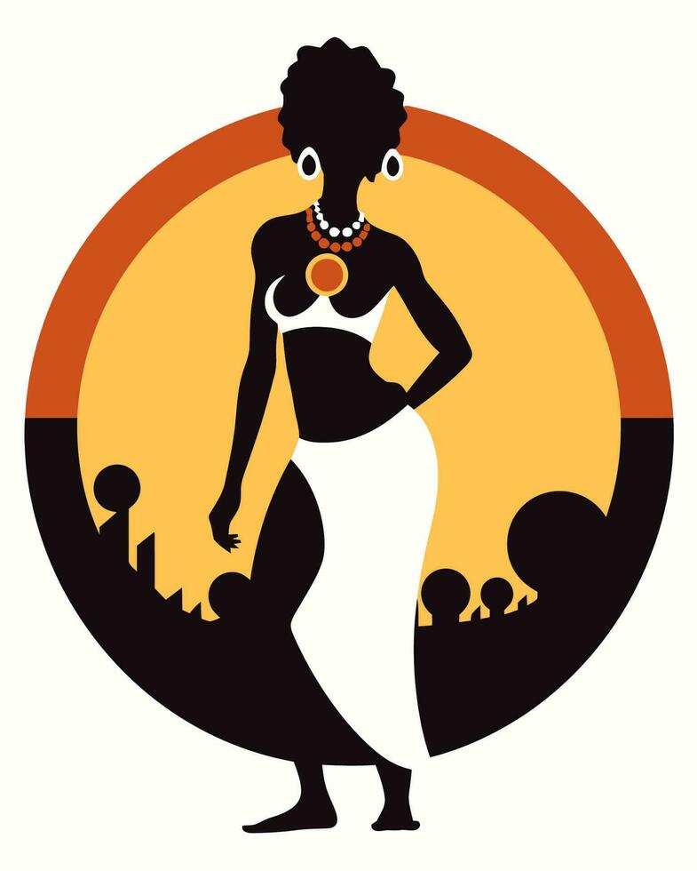 African girl with scenery vector