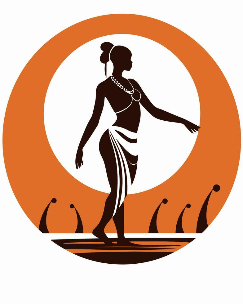 African girl in the moonlight vector