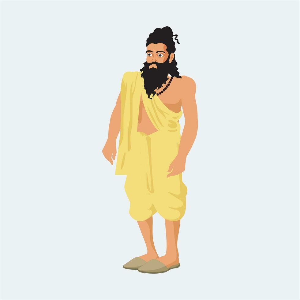 Indian Man cartoon character - Village farmer in Kurta and Dhoti with Turban - Front Side Pose.Indian man cartoon character vector