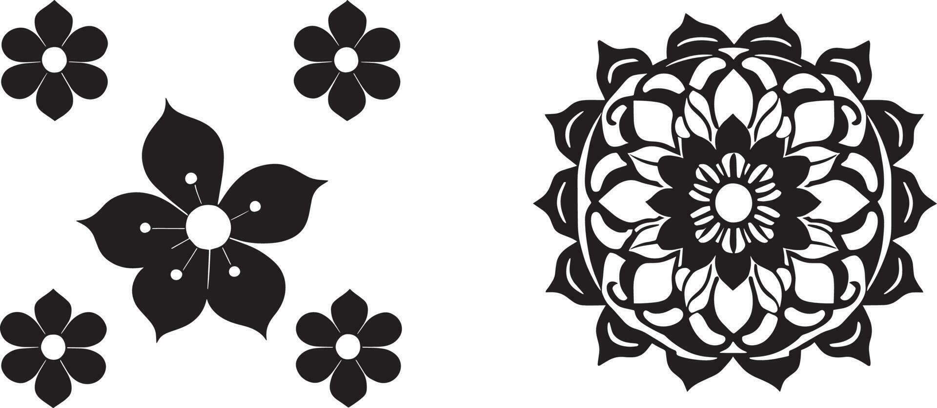 Simple Flower Designs Black And White Vector Art 23633074 Vector Art at