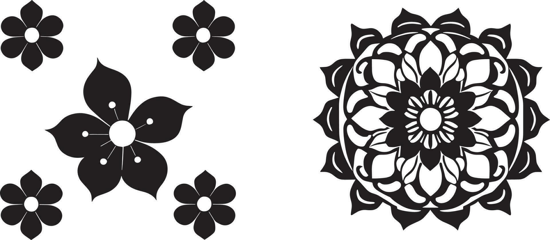 Simple Flower Designs Black And White Vector Art