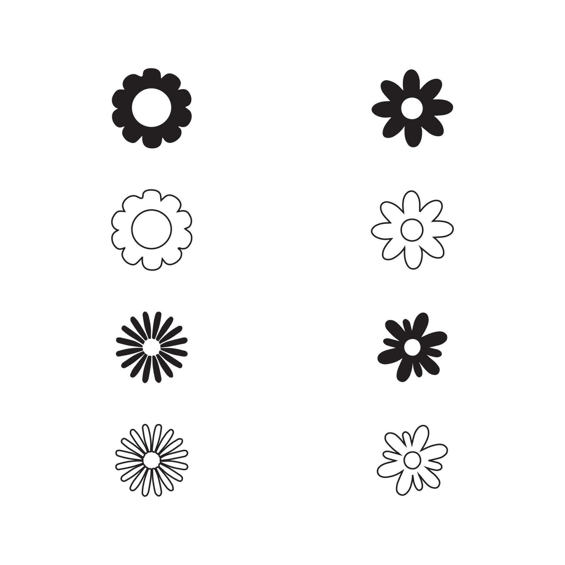 Set of floral elements. Different types of vector flower elements
