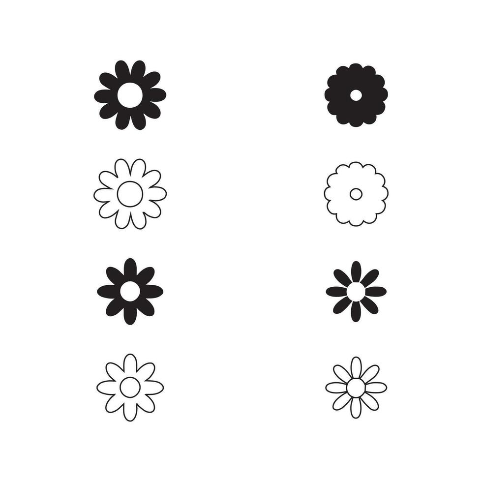 Set of floral elements. Different types of vector flower elements.