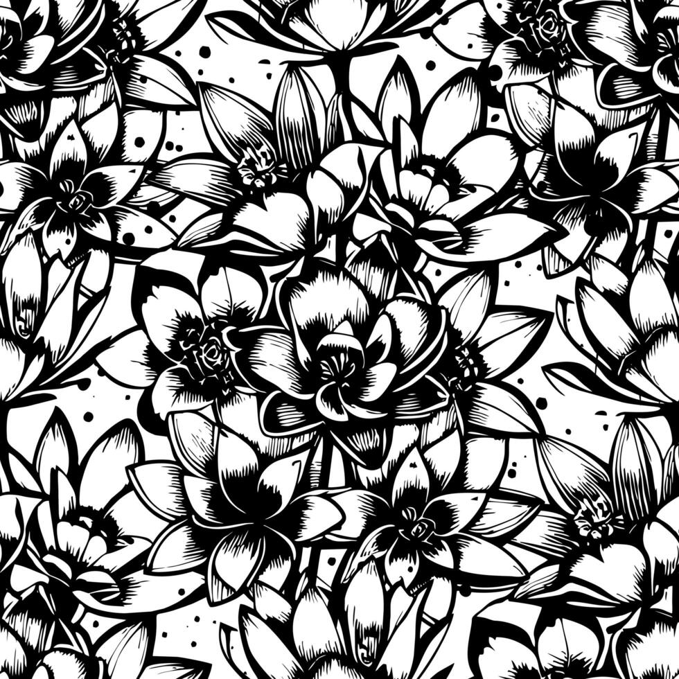 monochrome seamless abstract pattern of large flowers, texture, design photo
