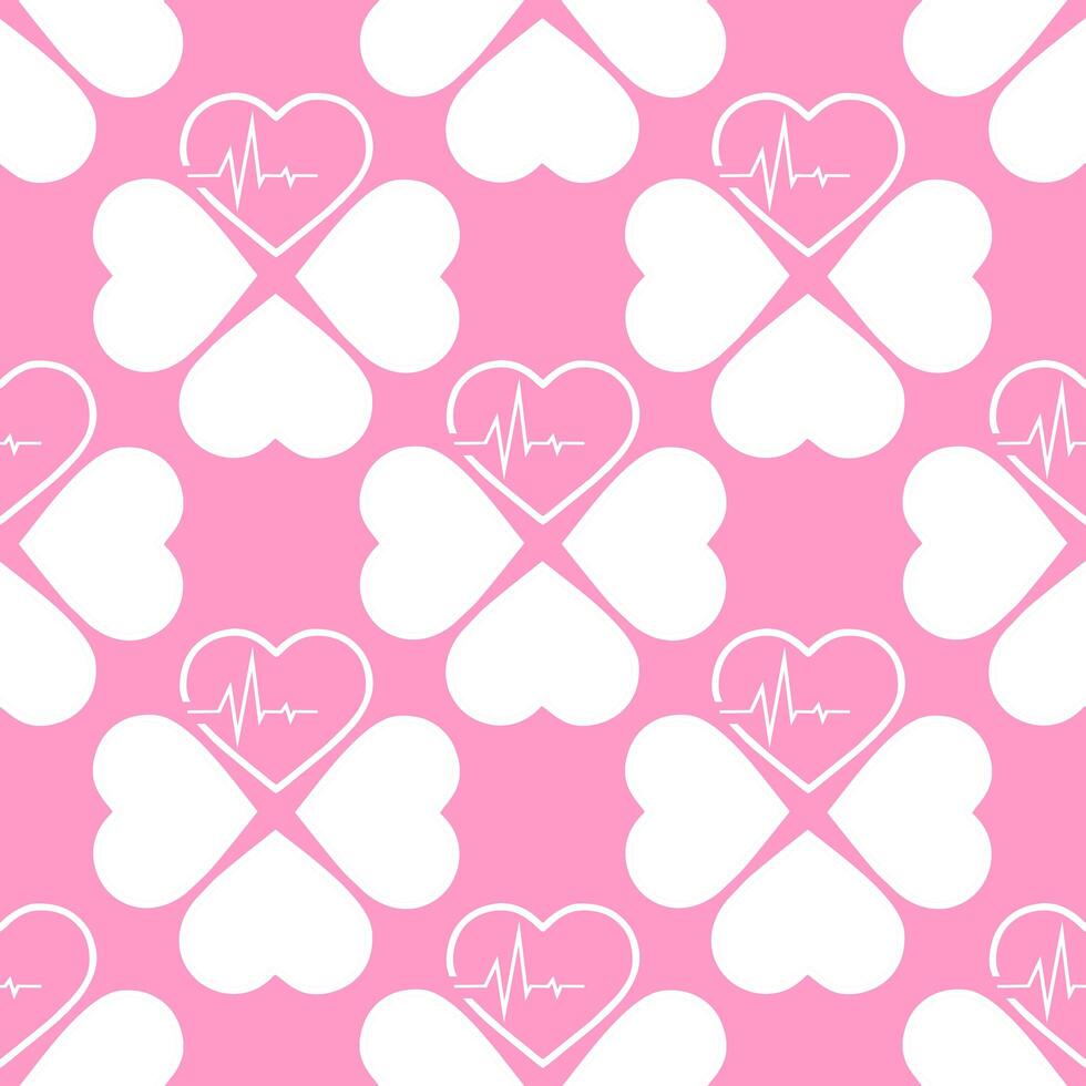 simple seamless pattern of white hearts on a pink background, texture, design photo