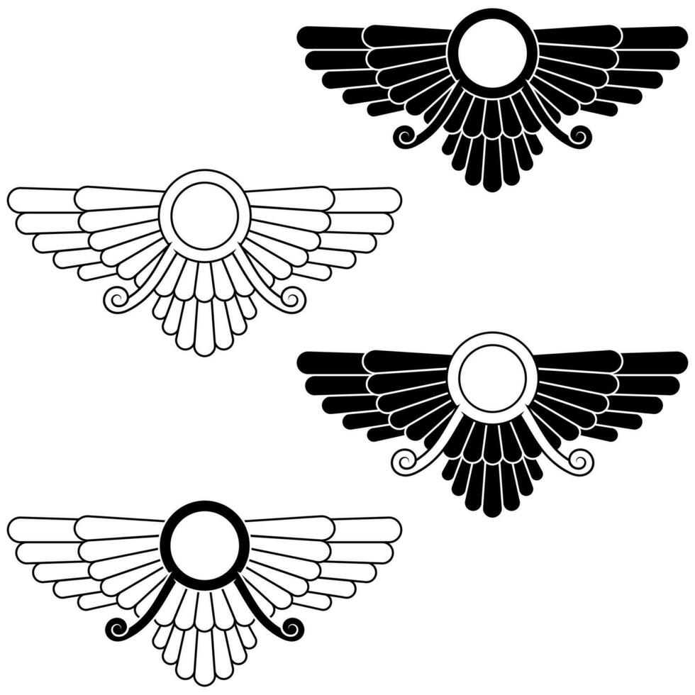 Zoroastrian winged disc vector design