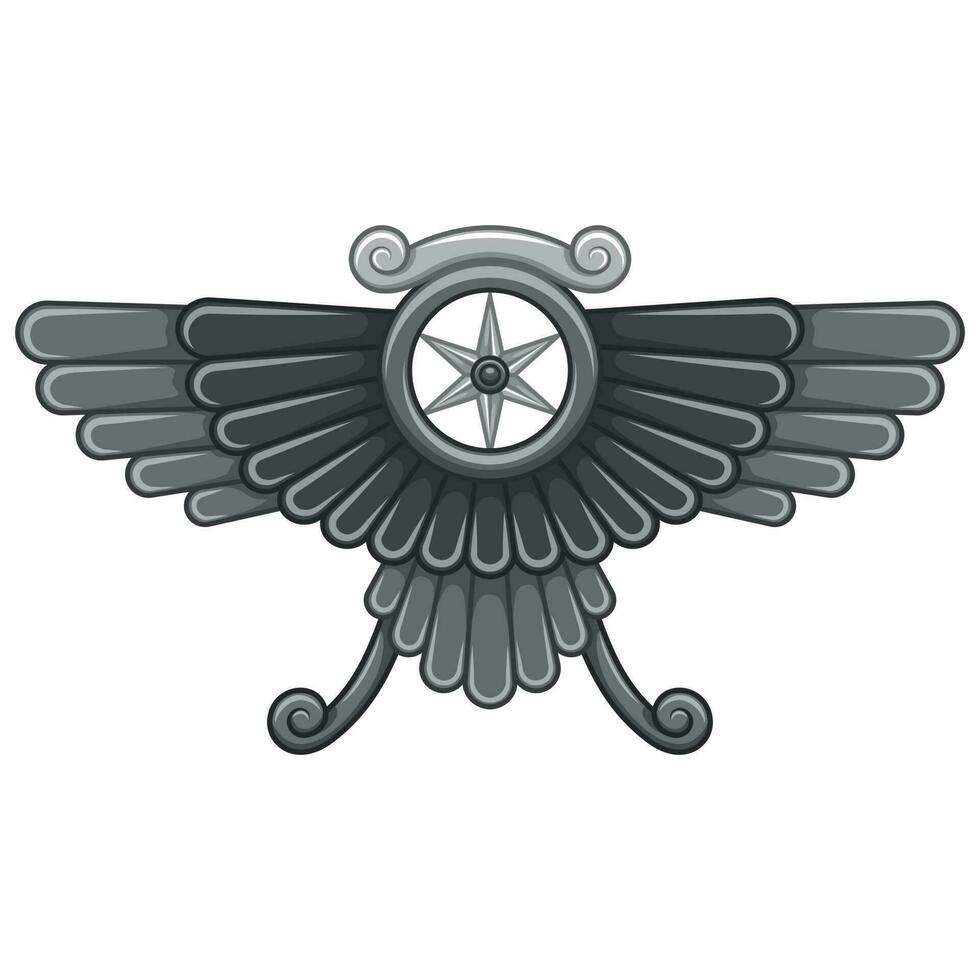 Zoroastrian winged disc vector design