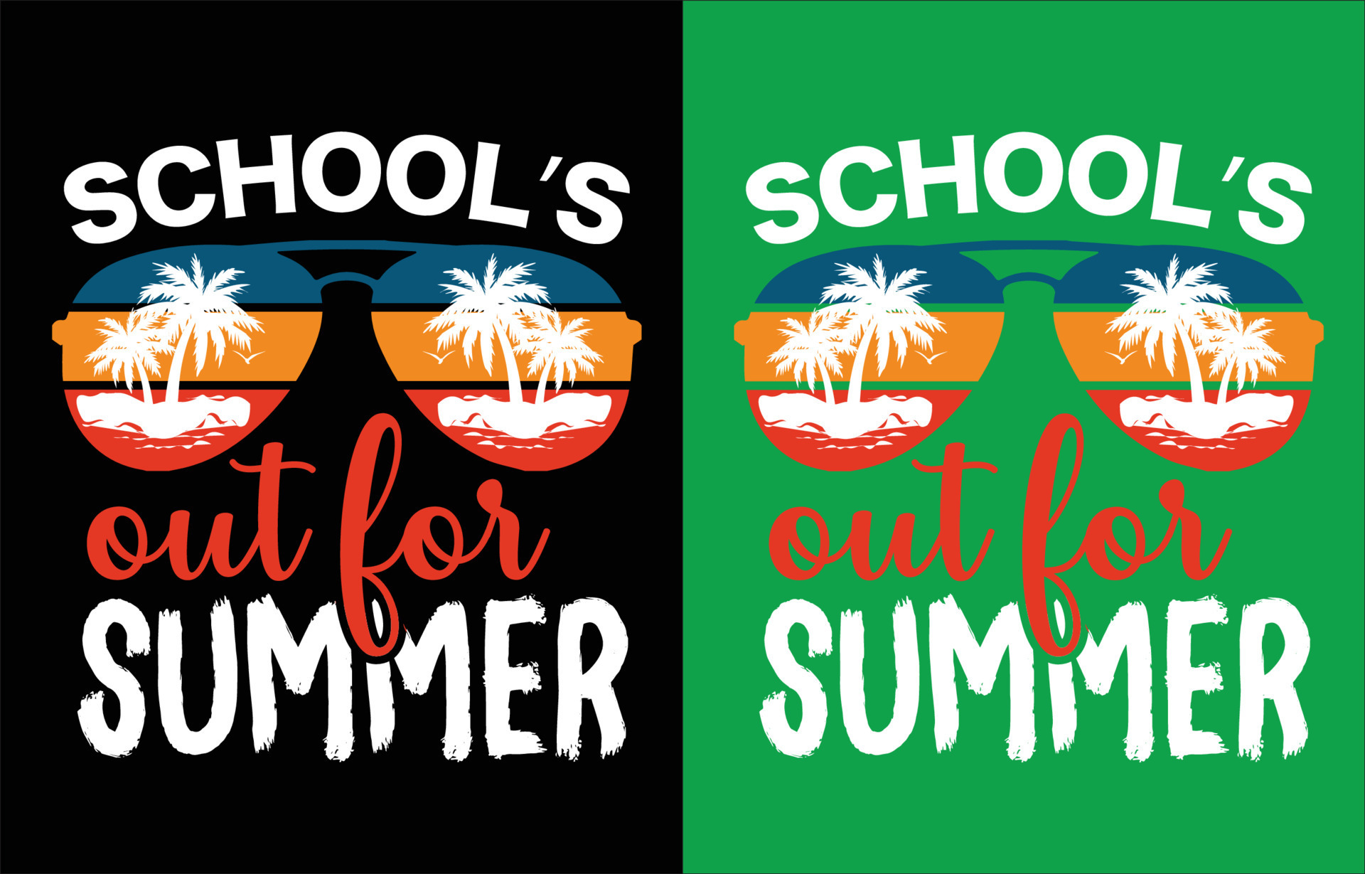 Schools out for Summer design for t-shirt, cards, frame artwork, bags