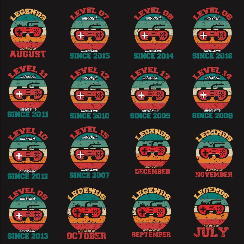 gaming  t shirt design  bundle vector