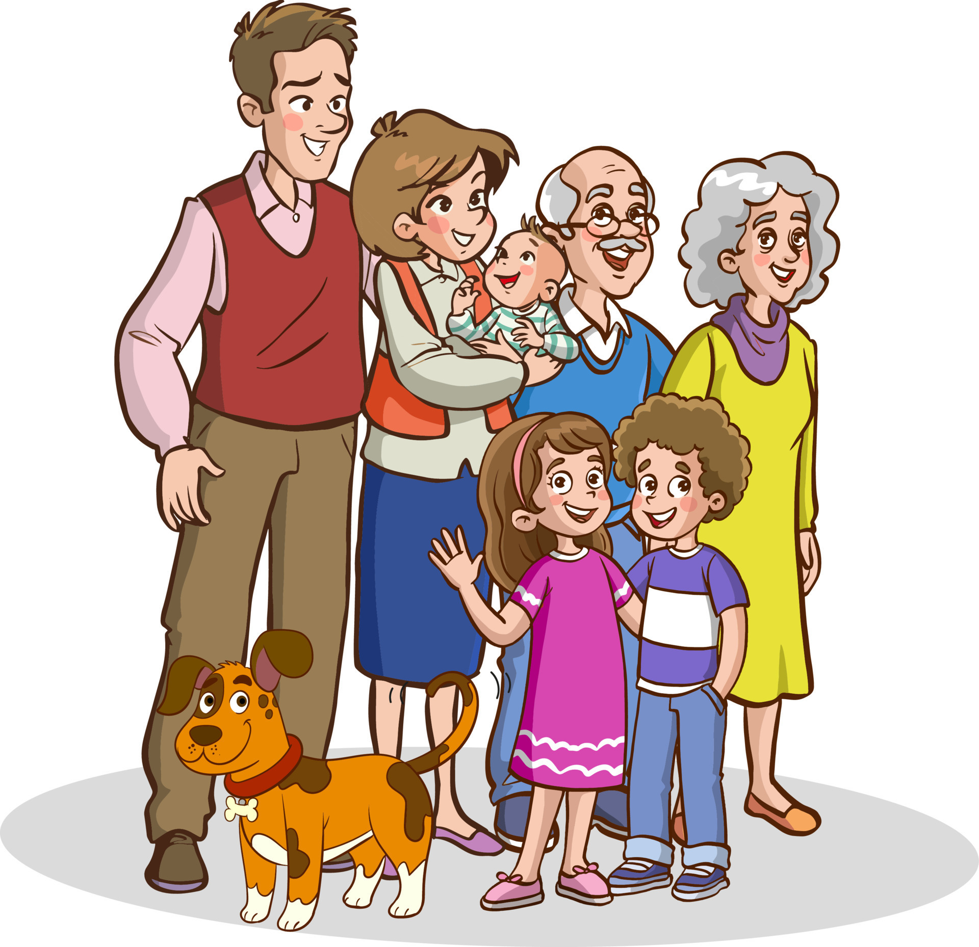 large family cartoon