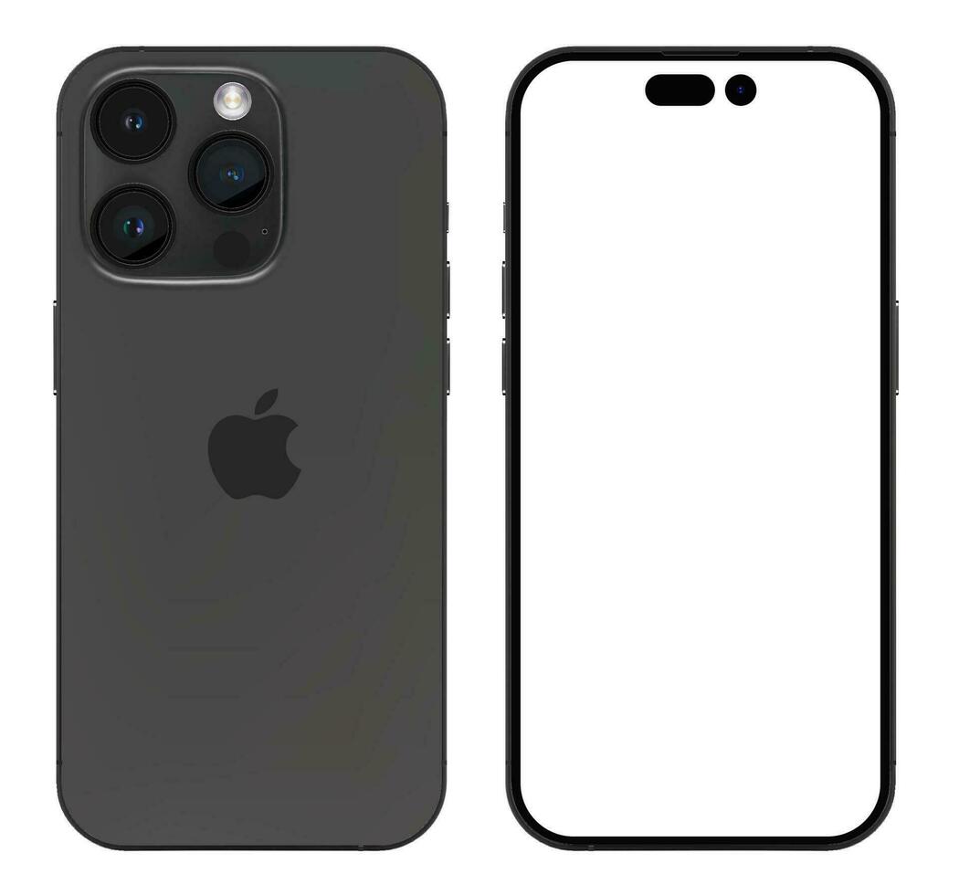 negro iphone 14 Pro realista aislado vector conjunto