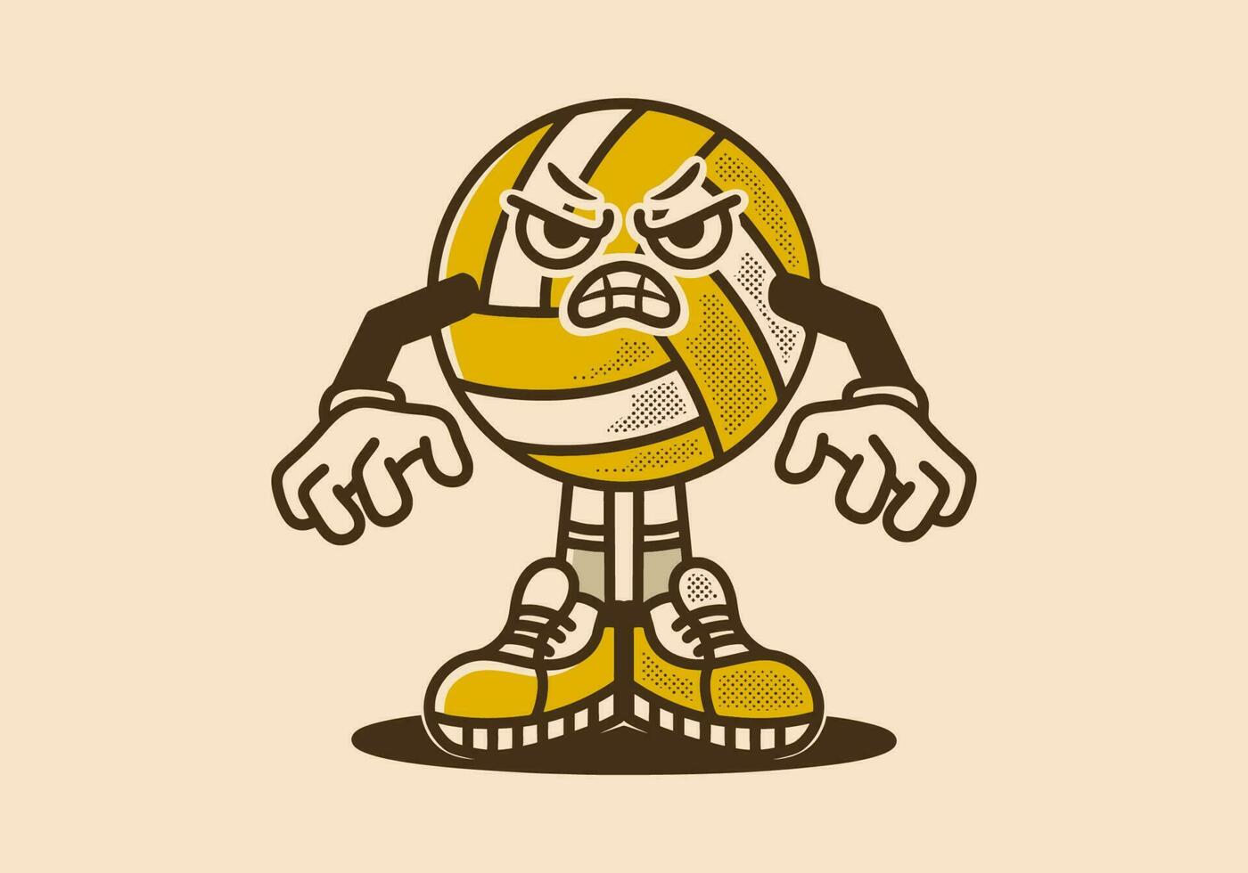 Mascot character design of volleyball with an angry expression vector