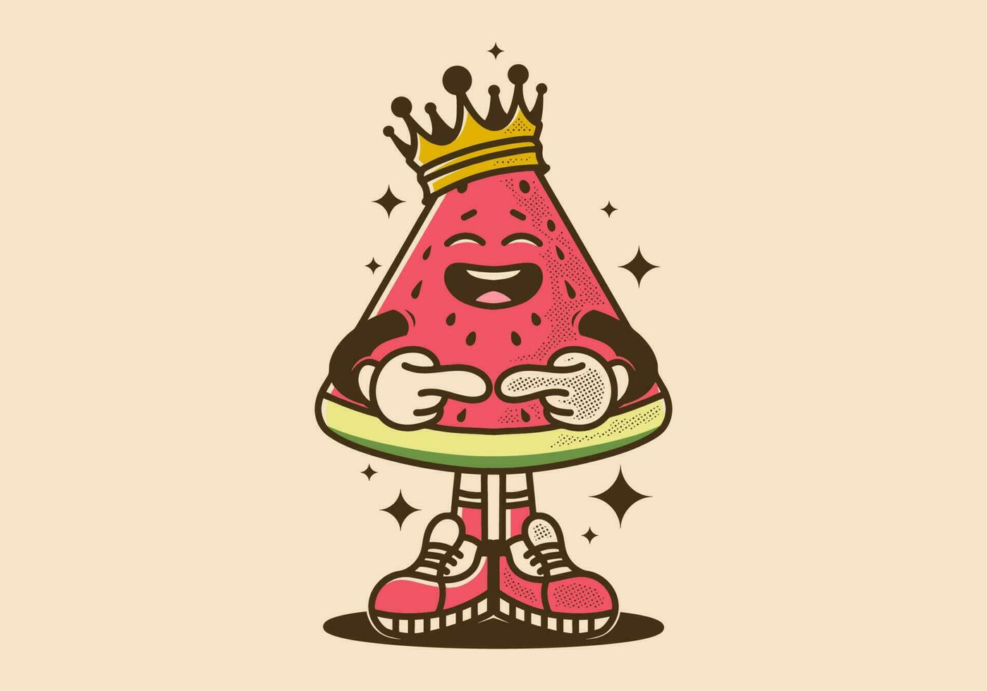 Watermelon character wearing crown design with shy expression vector