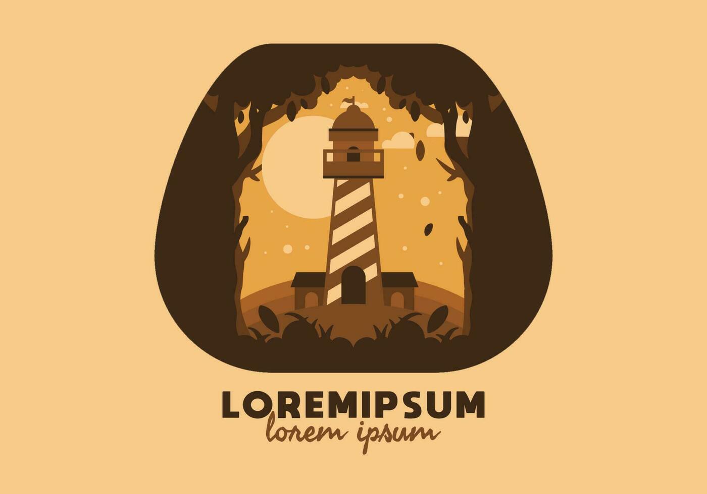 Colorful flat illustration of lighthouse in the forest vector