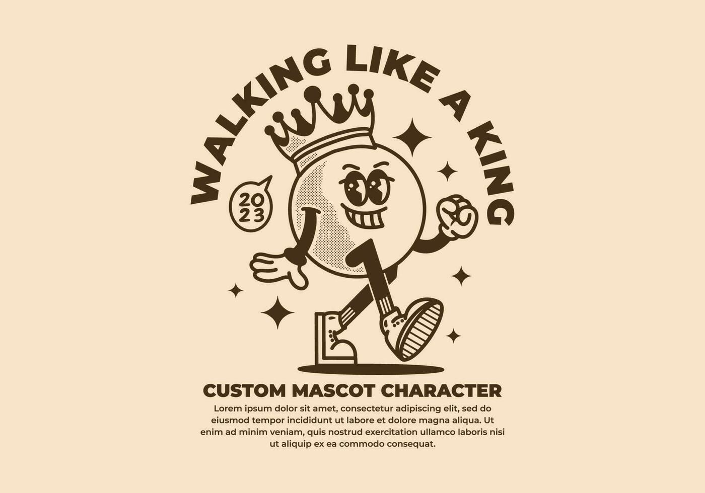 Mascot character design of walking head ball vector