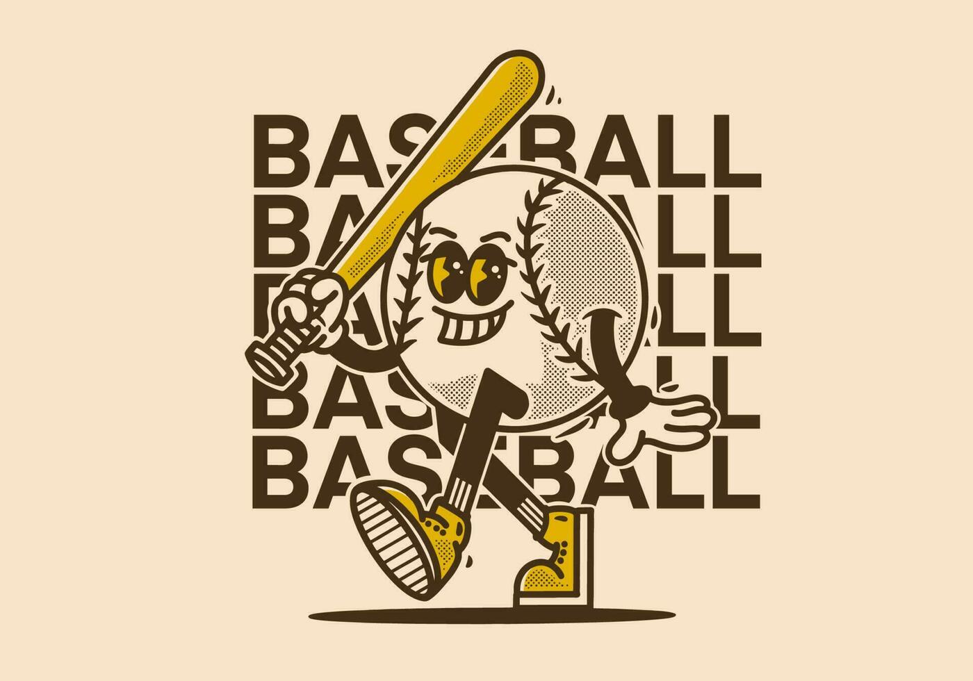 Mascot character design of baseball ball vector