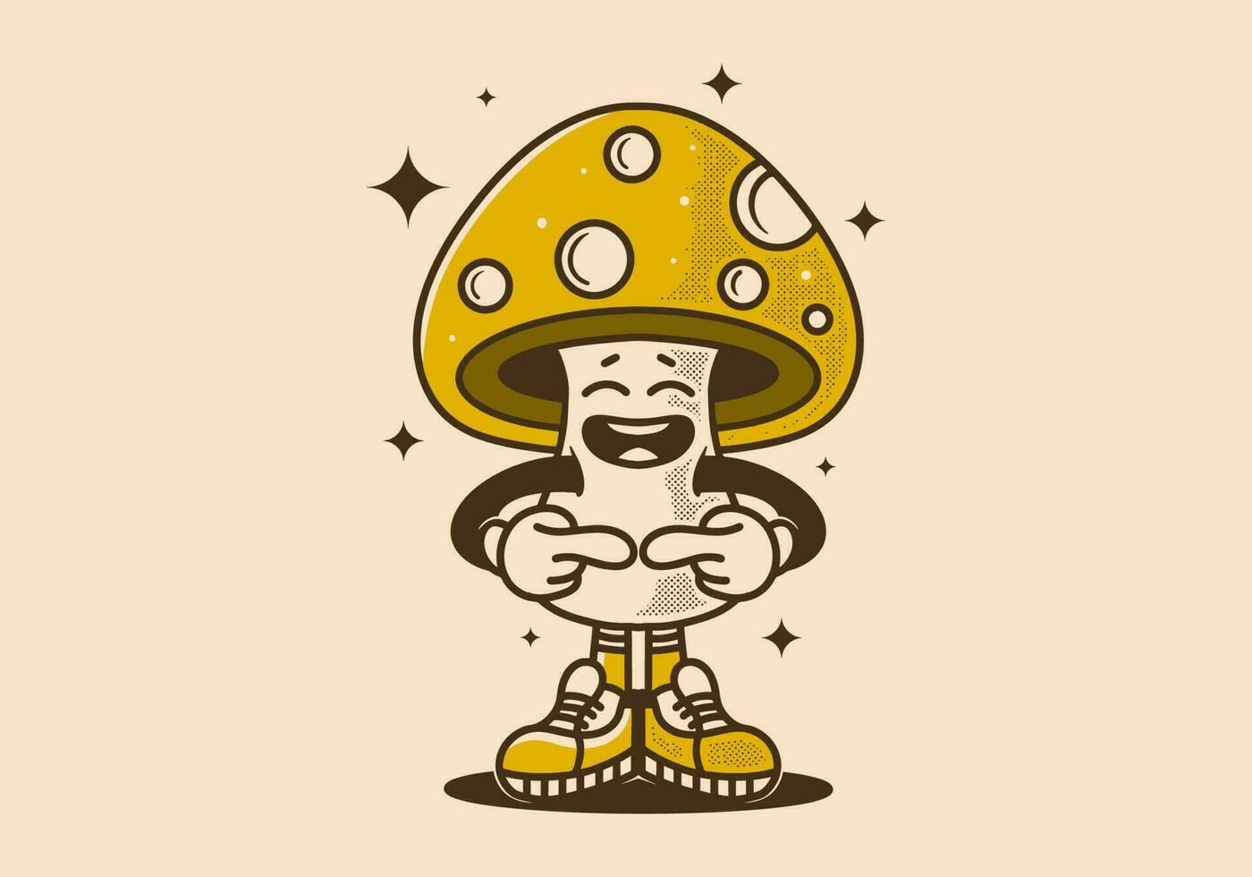 Mushroom character design with shy expression vector