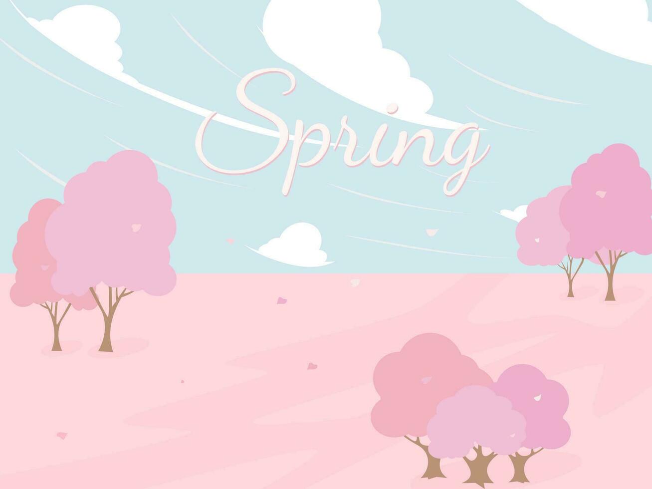 Pink tree Symbol style and spring background. Can be used for your work. Welcome spring season concept. vector
