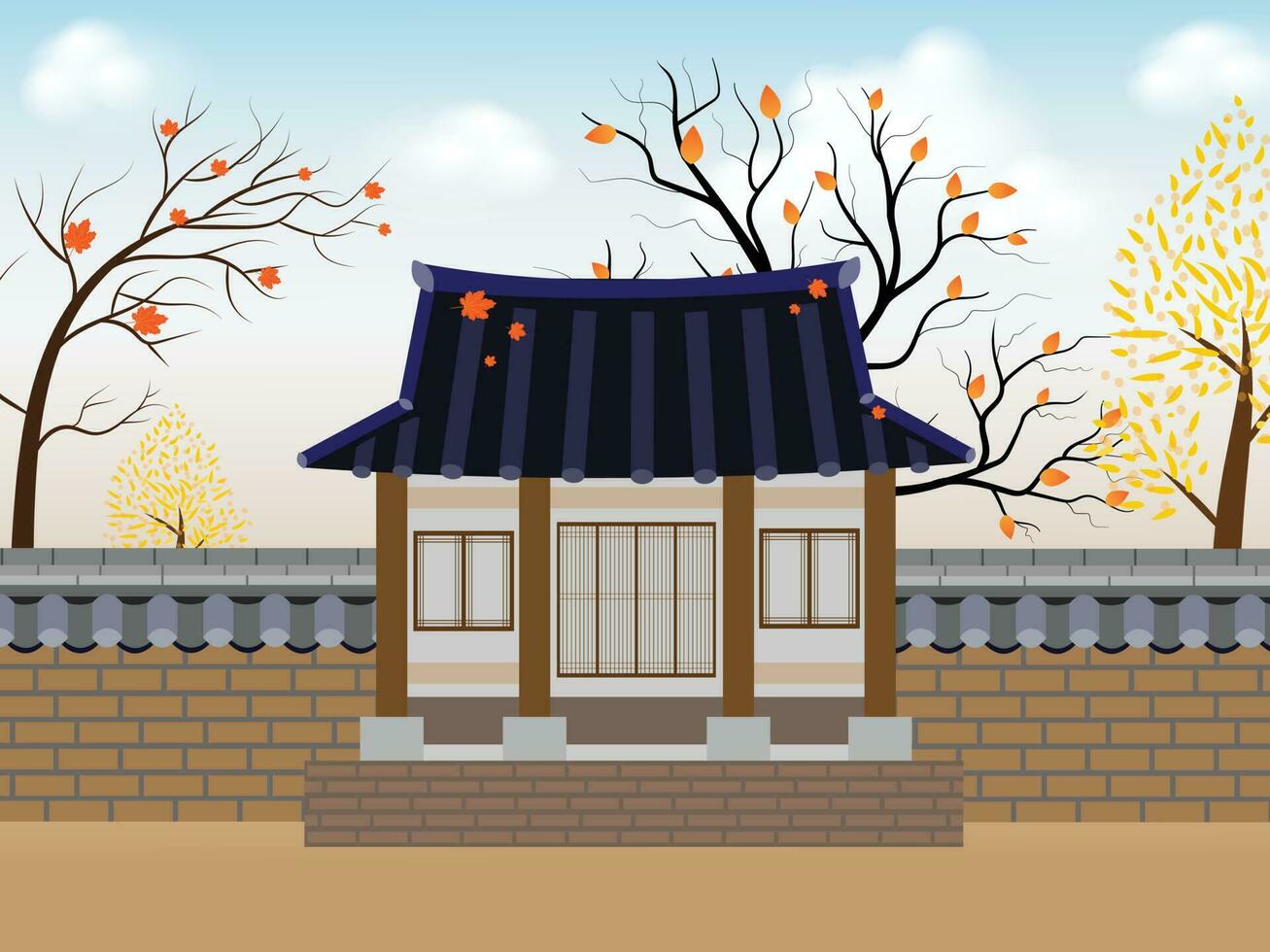 Korea Autumn background style. Welcome to Autumn season in Korea. vector